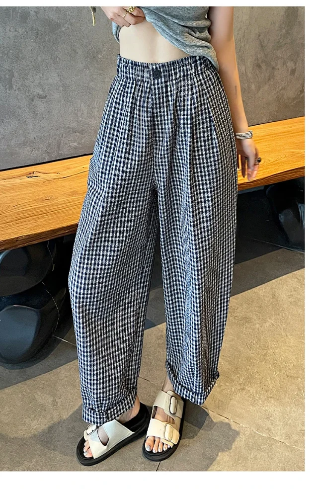 Premium Bubble Checkered Pants for Women Detail