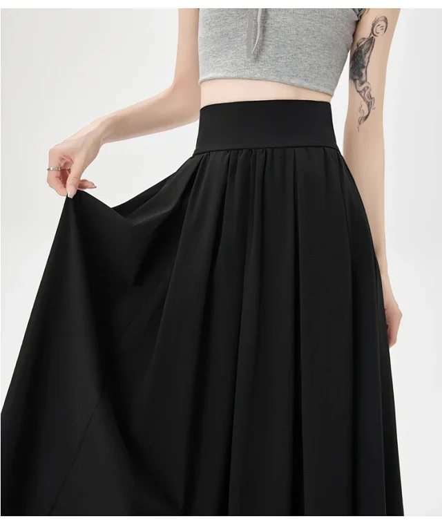 Pink Slimming High-waist A-line Skirt Detail