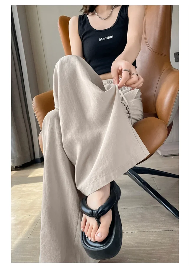 Summer New Tencel Linen Wide-Leg Pants Detail