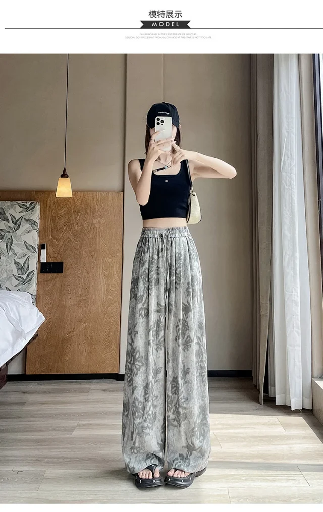 French Retro Linen Wide-leg Pants Detail