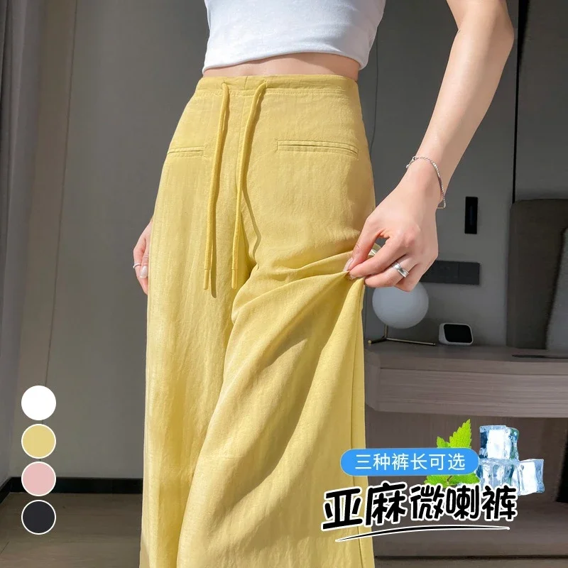 Lyocell Linen Straight Leg Pants for Women 2025 Summer