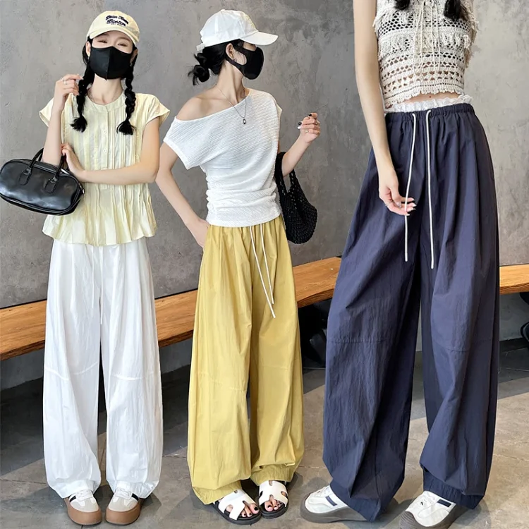 Summer Japanese Style Ice Silk Balloon Pants
