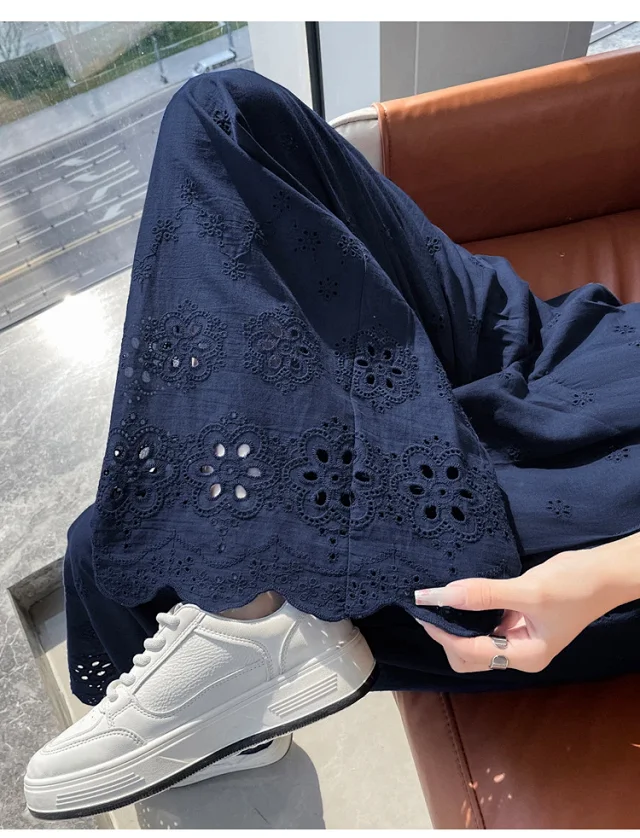 Women's Lace Hollow Wide-Leg Pants 2025 Summer New Detail