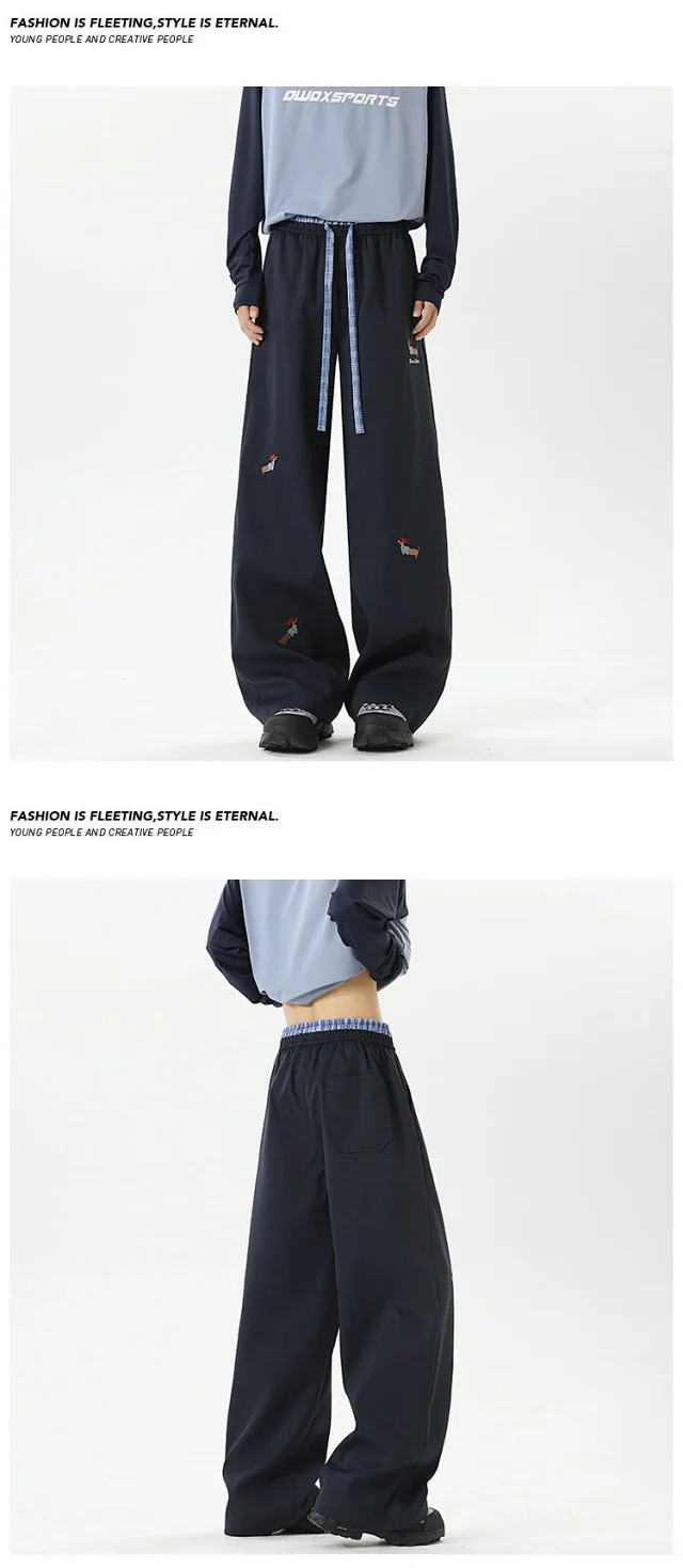 Men's Summer Ice Silk Trousers with Puppy Design Detail