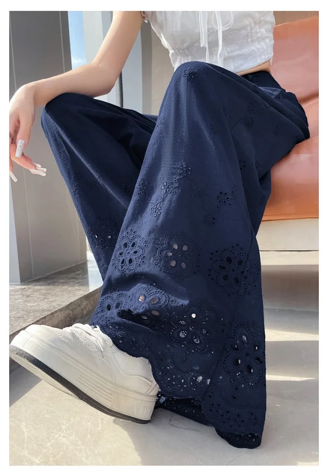Women's Lace Hollow Wide-Leg Pants 2025 Summer New Detail