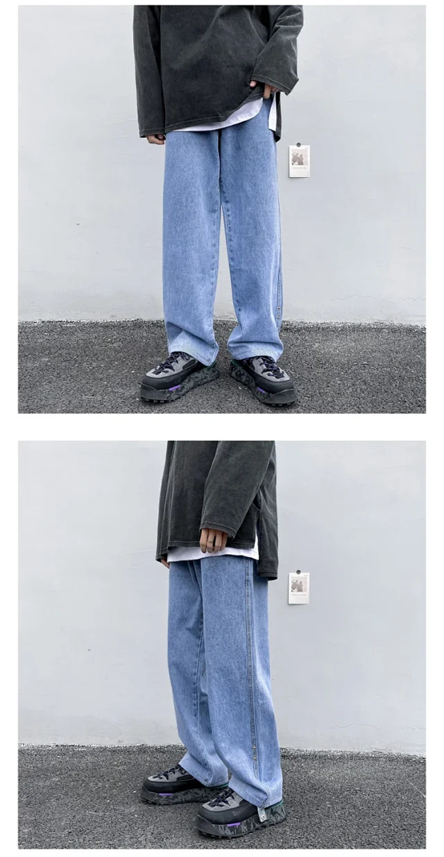 Spring/Summer Trendy Men's Loose Straight Jeans Detail