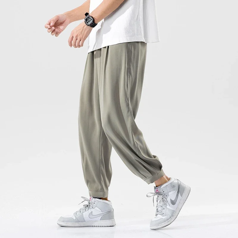 Men's Straight Fit Summer Ice Silk Pants