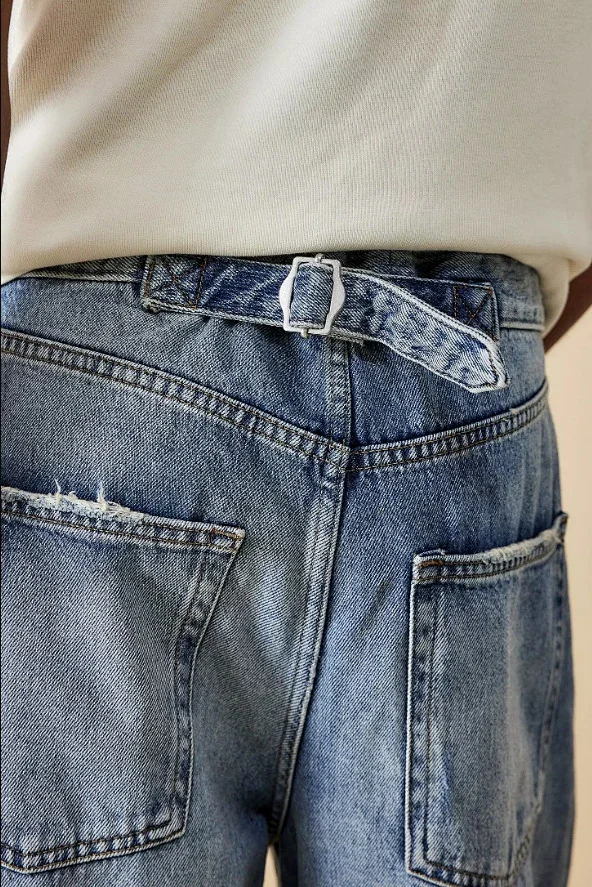 Vintage Wide-Leg Denim Jeans for Women Detail