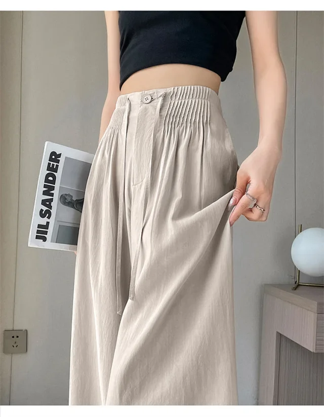 Summer New Tencel Linen Wide-Leg Pants Detail