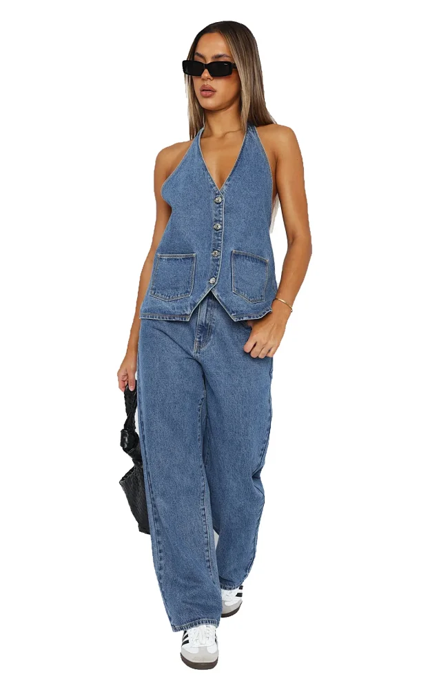 Fashionable Denim Vest for Women Detail