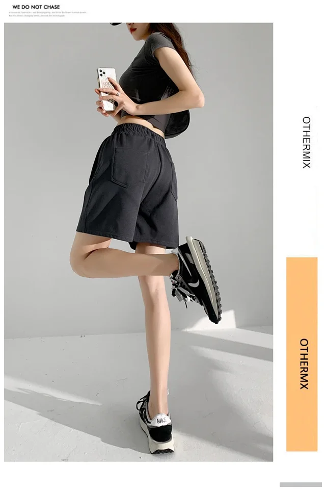 American Retro Wide-leg Casual Shorts Detail