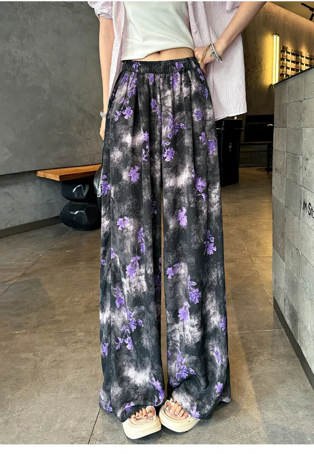 Women's Silk Wide-Leg Pants Detail