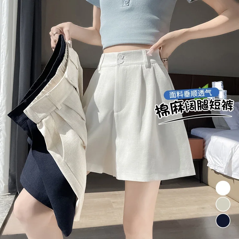 2025 Summer Women's Ice Silk Linen Shorts