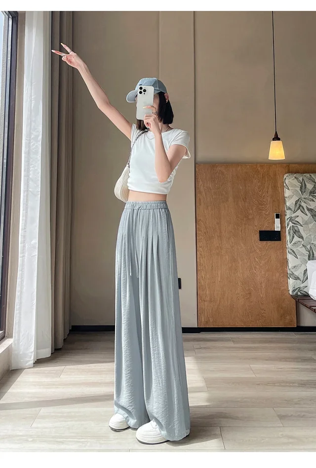 Women's Summer Ice Silk WideLeg Pants Detail