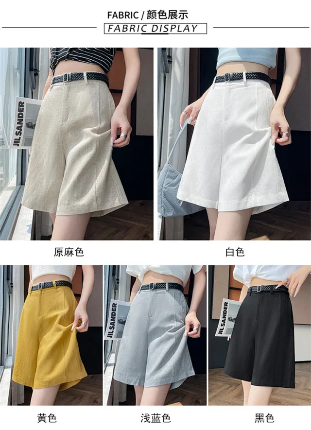 Japanese Retro Linen Suit Shorts for Women Detail
