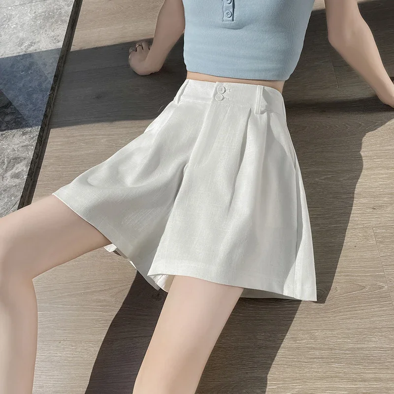 2025 Summer Women's Ice Silk Linen Shorts