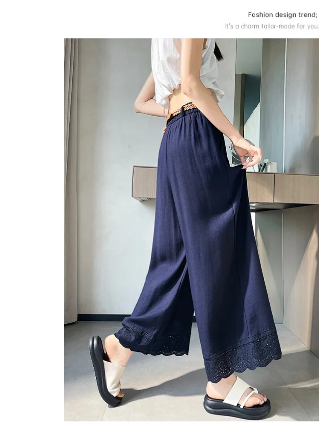 2025 Summer Linen Cropped Trousers Detail