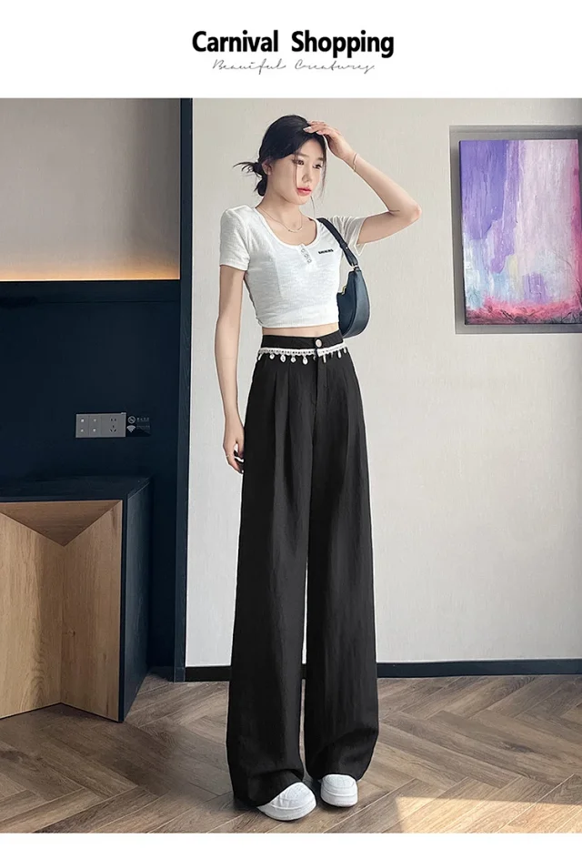 Summer Women's Tencel Linen Wide-Leg Pants Detail