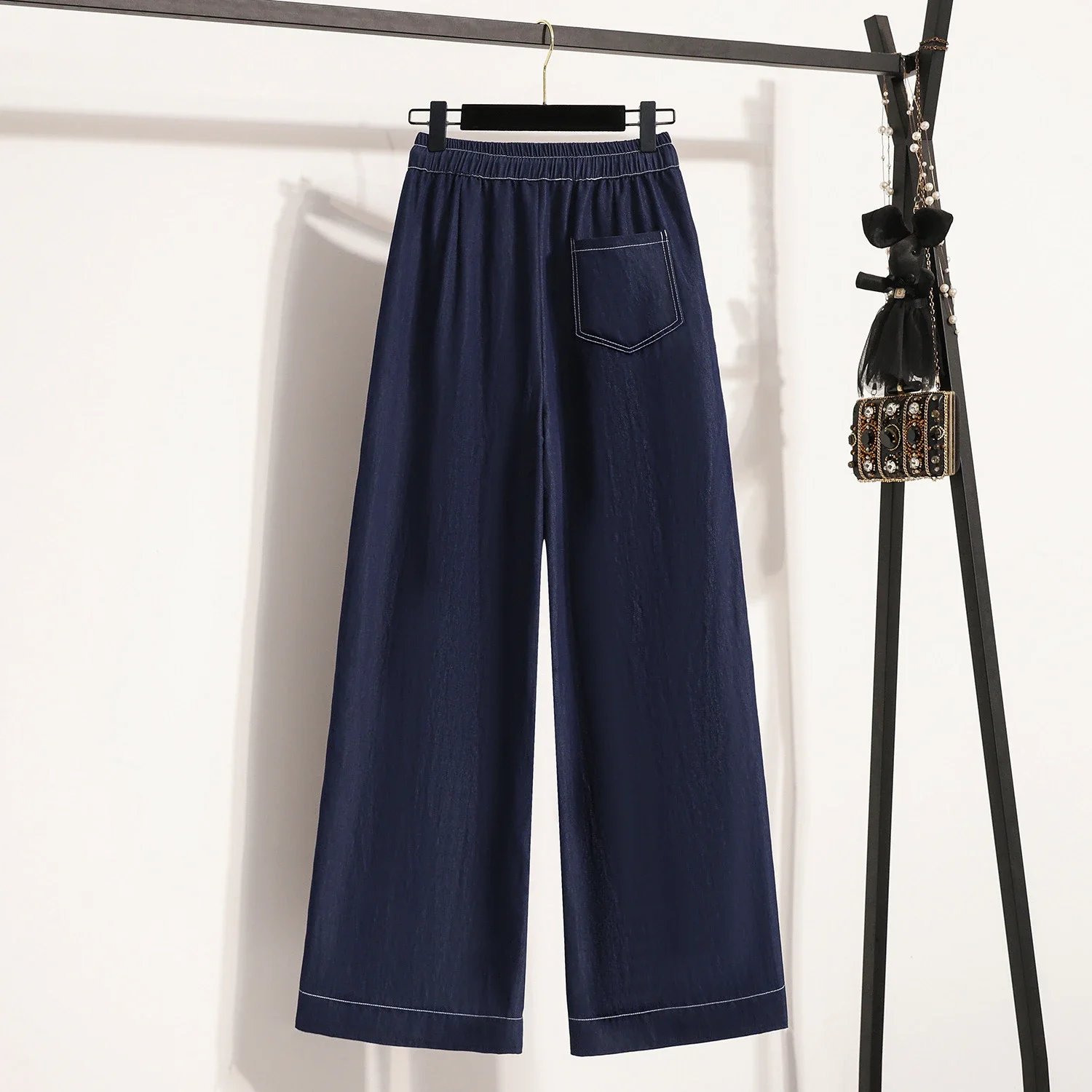 High-waisted Denim Wide Leg Pants
