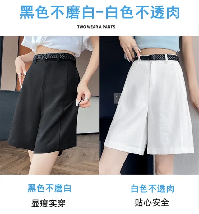 Japanese Retro Linen Suit Shorts for Women Detail