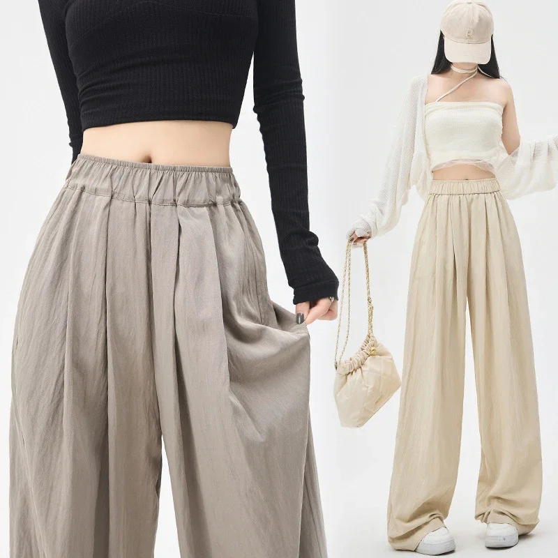 2025 Summer Textured Washed Cotton Wide-Leg Pants