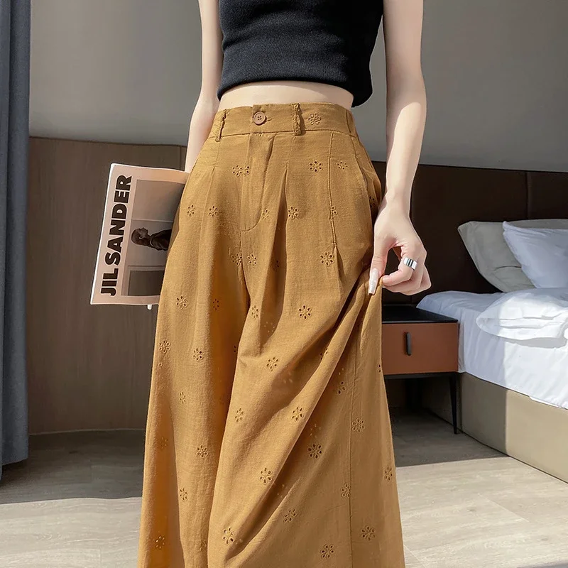 Women's Lace Hollow Wide-Leg Pants 2025 Summer New