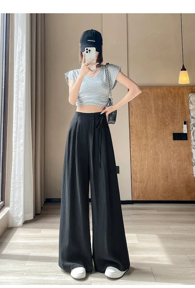 Women's Summer Linen Wide-leg Pants Detail