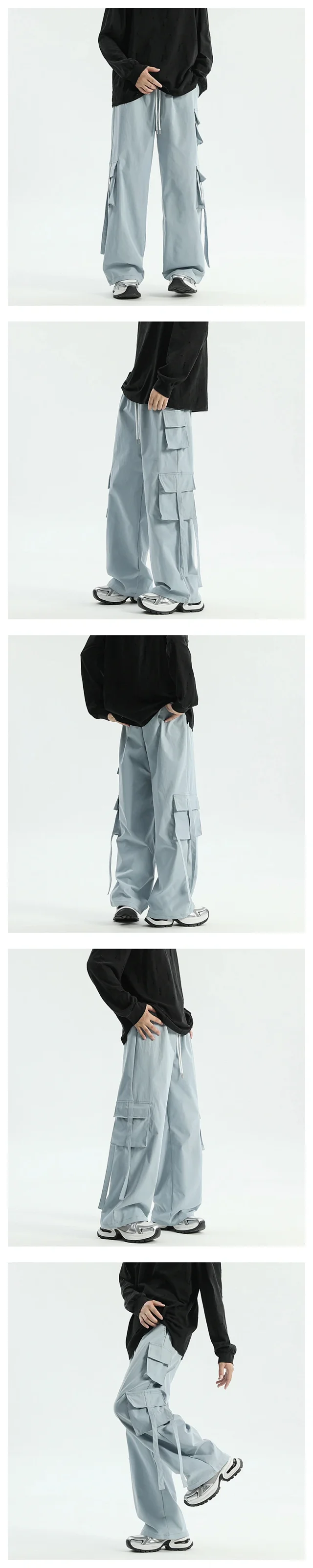 Men's American-style Straight Loose Cargo Pants Detail