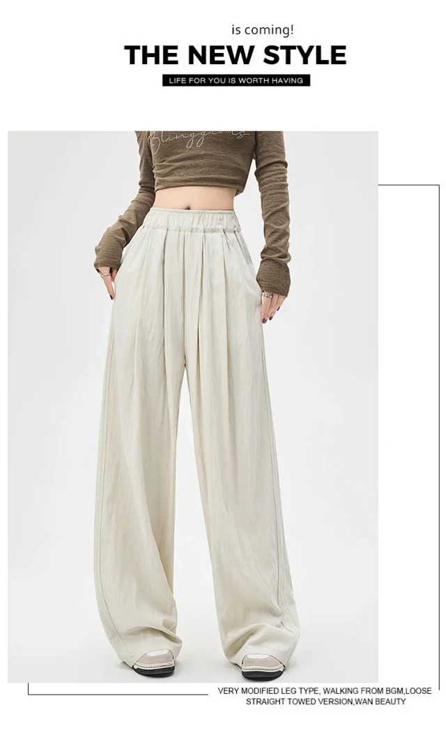 2025 Summer Textured Washed Cotton Wide-Leg Pants Detail