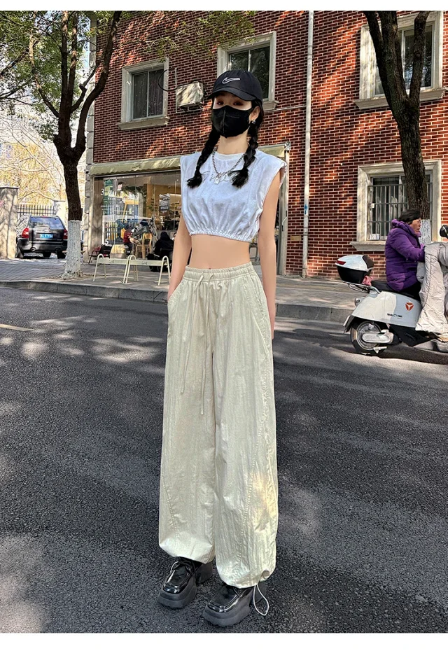 Women's Summer New Puff Straight Pants Detail
