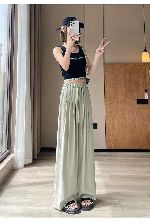 Women's Summer Ice Silk WideLeg Pants Detail
