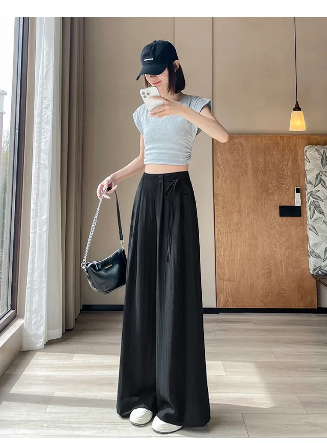Women's Summer Linen Wide-leg Pants Detail