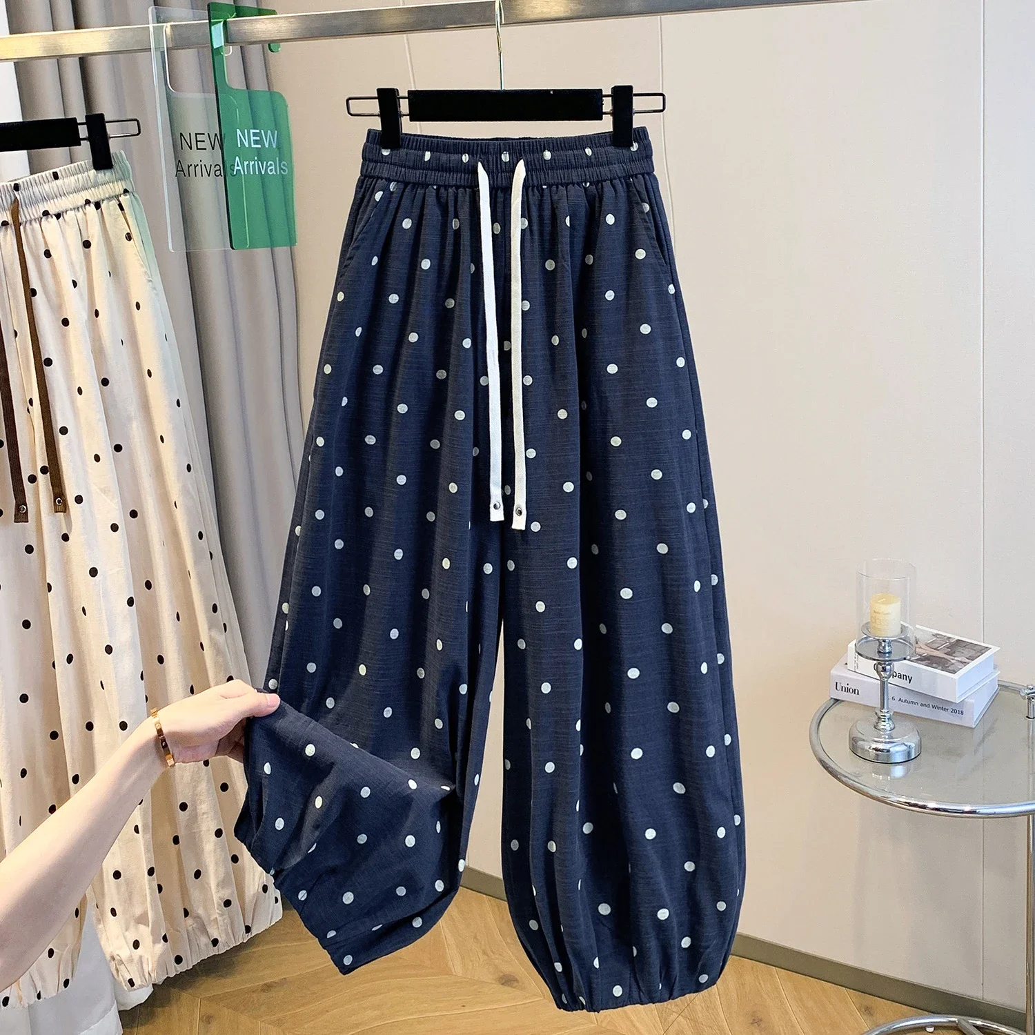 2025 Summer Linen Polka Dot Balloon Pants