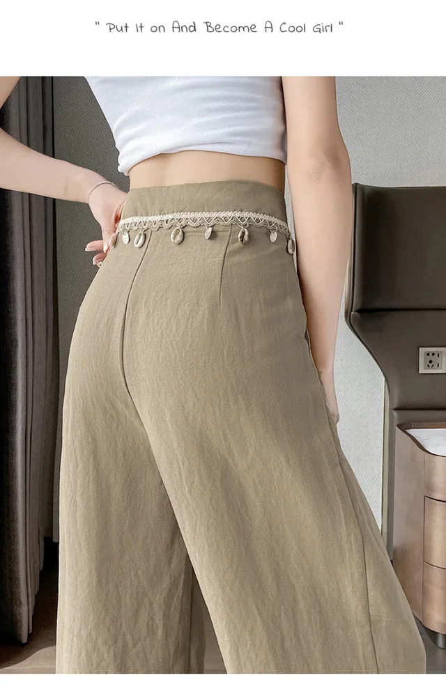 Summer Women's Tencel Linen Wide-Leg Pants Detail