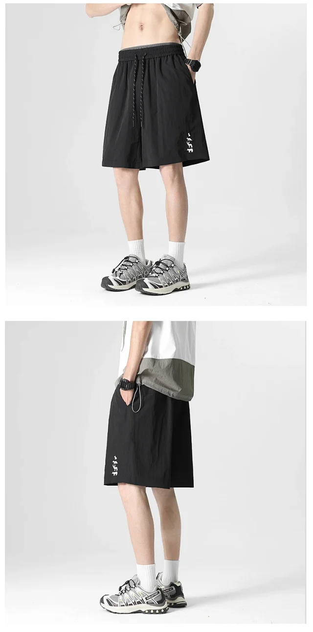 Unisex Embroidered Cargo Shorts Detail