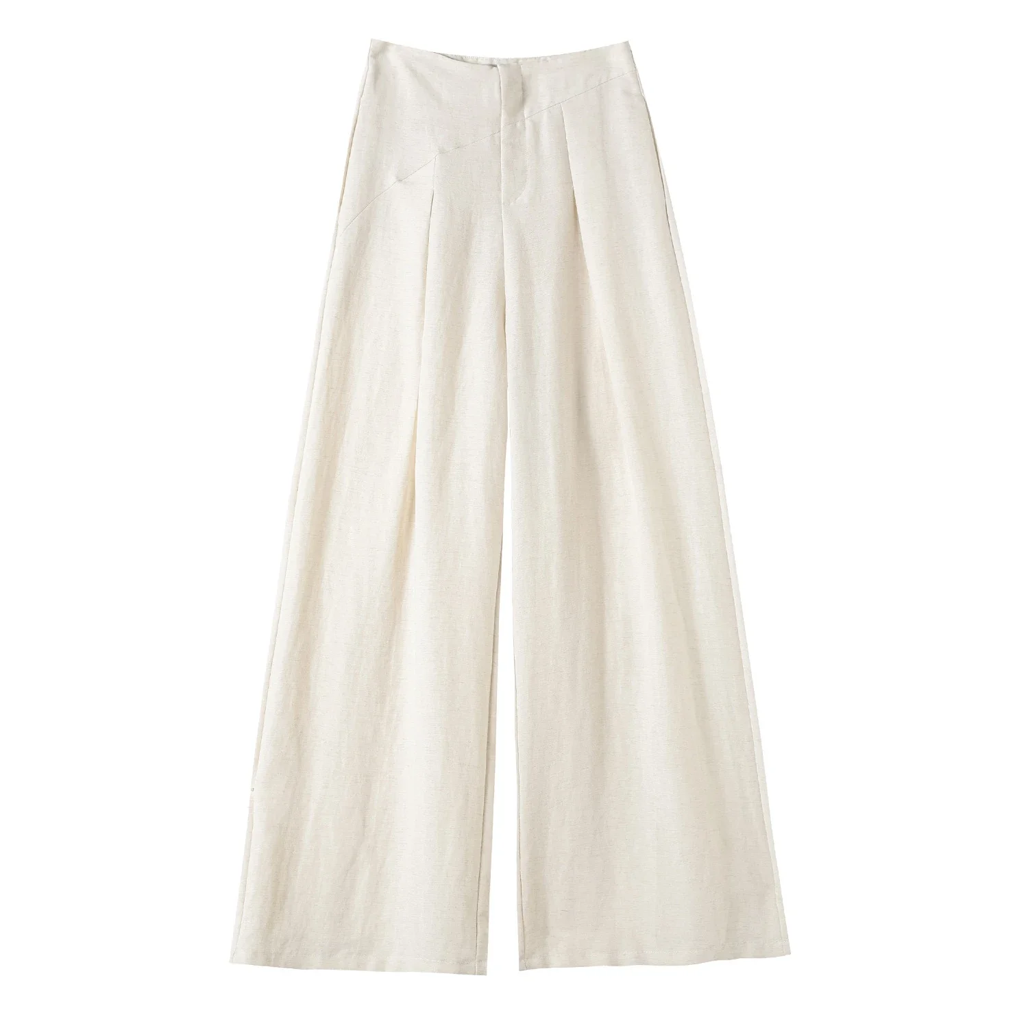 Navy Linen Wide-leg Pants