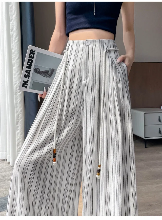 Linen Yamamoto Wide-leg Pants for Women Detail