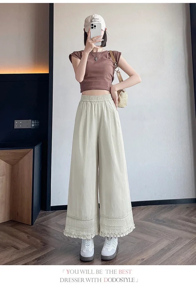 2025 Summer Lace Wide - Leg Capris for Women Detail
