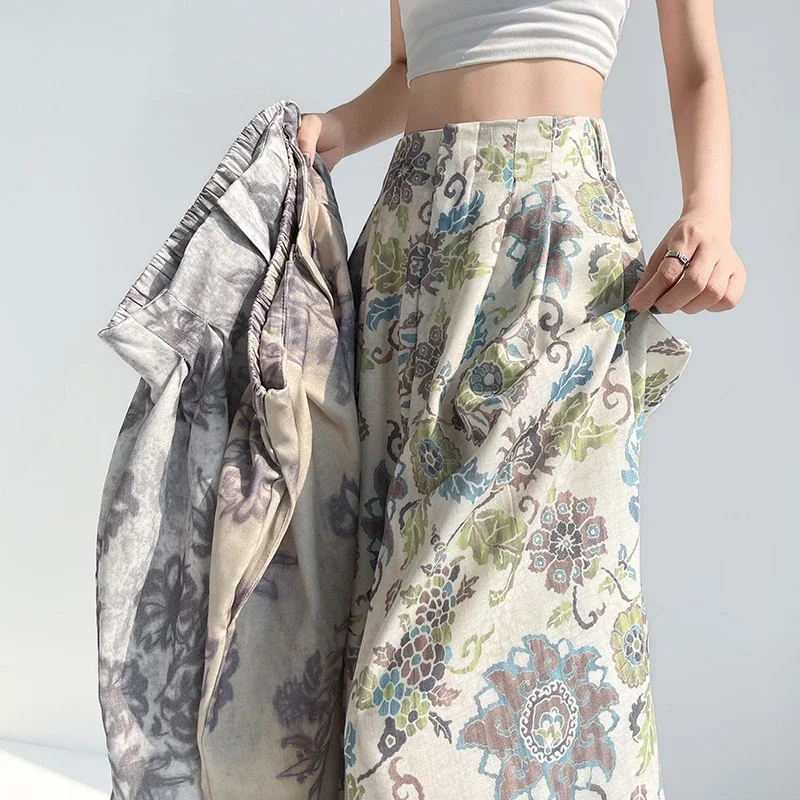 Women's 2025 Summer Printed Wide-Leg Pants