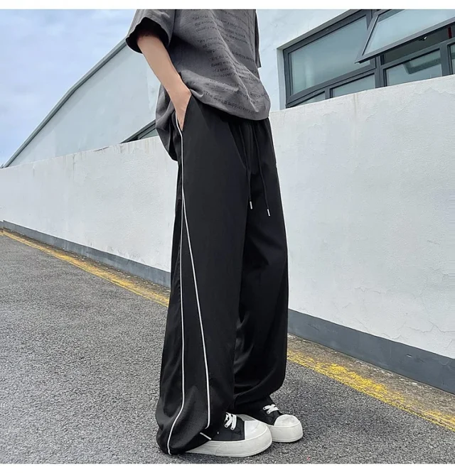 Men's Summer Laser-Punched Loose Ice Silk Trousers Detail