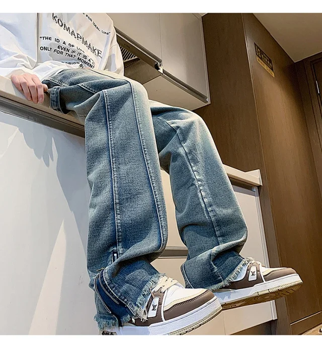 Men's Spring Vibe Side-Zip Hiphop Denim Detail