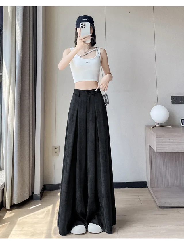 Ice Silk Acetate Tie-Dye Wide-Leg Pants for Women Detail