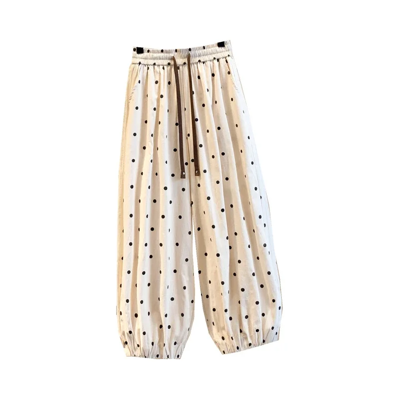 2025 Summer Linen Polka Dot Balloon Pants