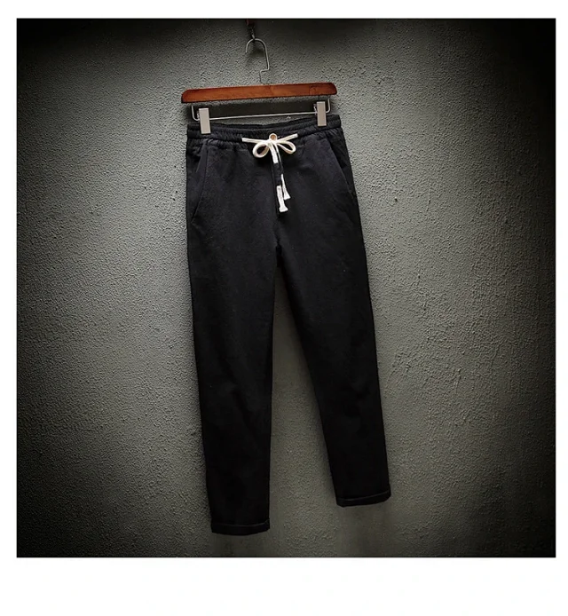 Teen Boys' Linen Loose Cropped Pants Detail