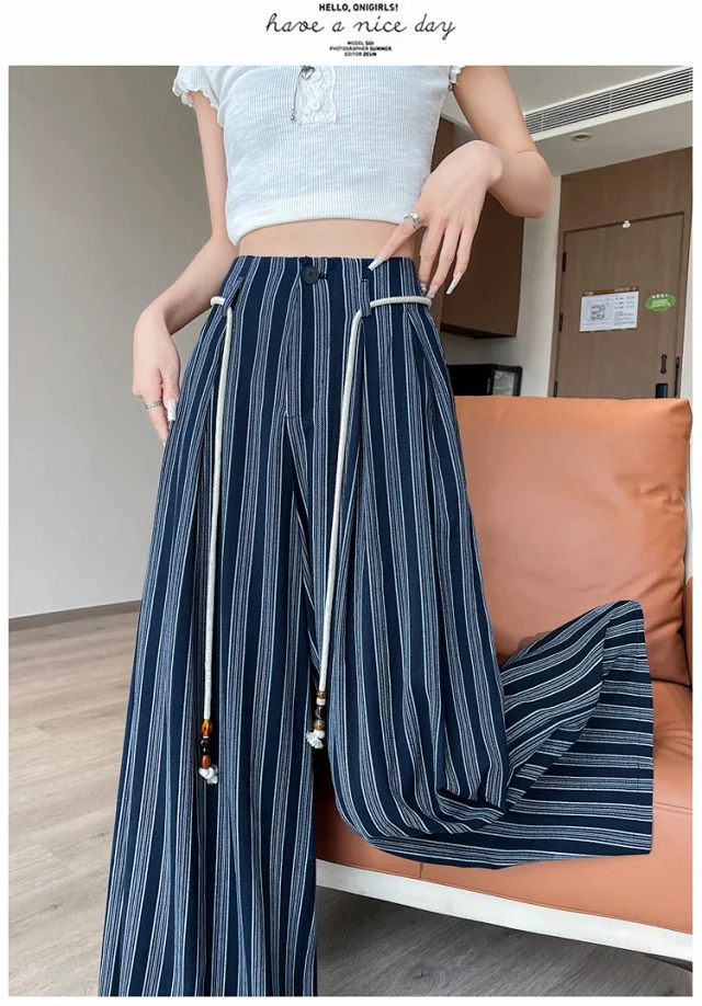 Linen Yamamoto Wide-leg Pants for Women Detail