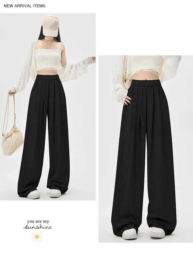 2025 Summer Textured Washed Cotton Wide-Leg Pants Detail