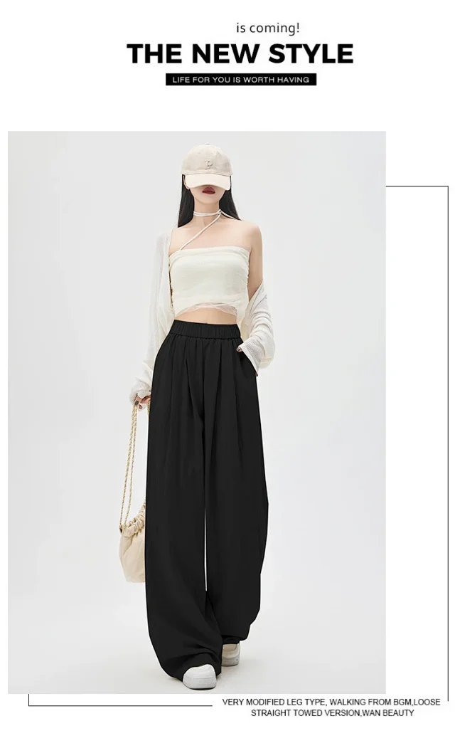 2025 Summer Textured Washed Cotton Wide-Leg Pants Detail