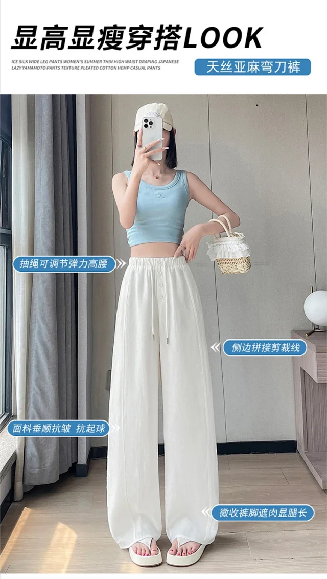 Lyocell Linen Wide - leg Pants Detail