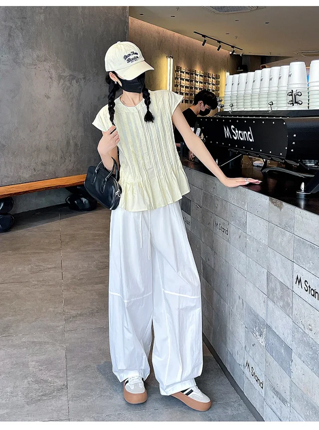 Summer Japanese Style Ice Silk Balloon Pants Detail