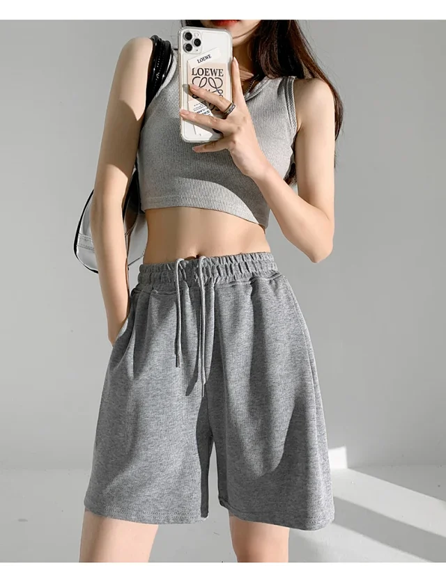 American Retro Wide-leg Casual Shorts Detail
